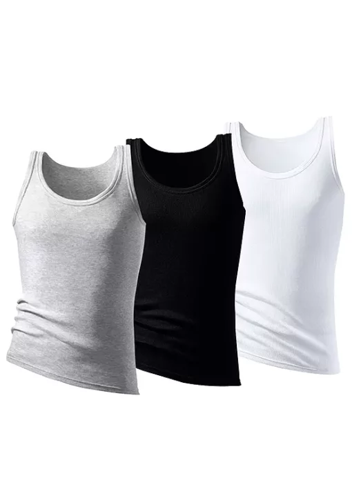 H.I.S Pack Of 3 Fine Rib Vests 4 H.I.S Pack Of 3 Fine Rib Vests -UK Clothing Sales H.I.S Pack of 3 Fine Rib Vests349388FRSP